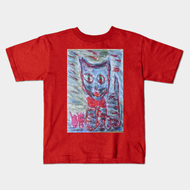 Cat red bow Kids T-Shirt by JudyOriginalz